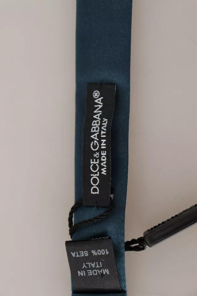 Dolce & Gabbana Blaue Fliege für Herren, 100 % Seide, verstellbarer Hals