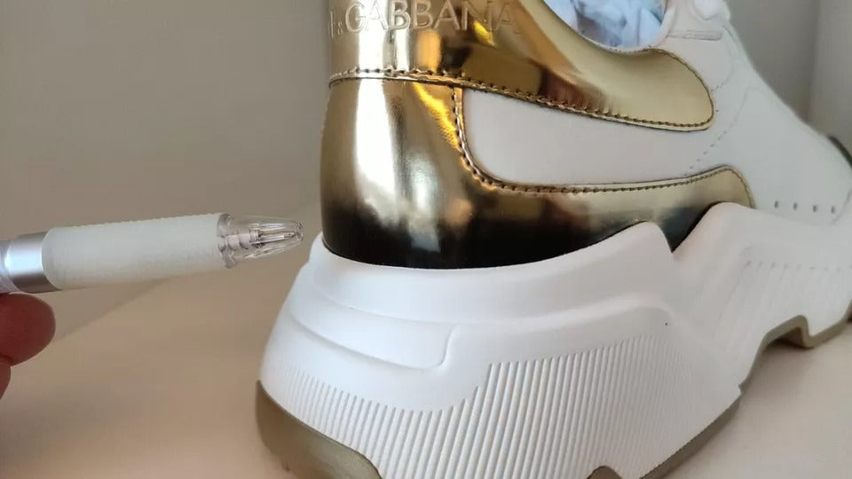 Dolce & Gabbana DAYMASTER Sneakers aus Leder in Weißgold Herren Schuhe