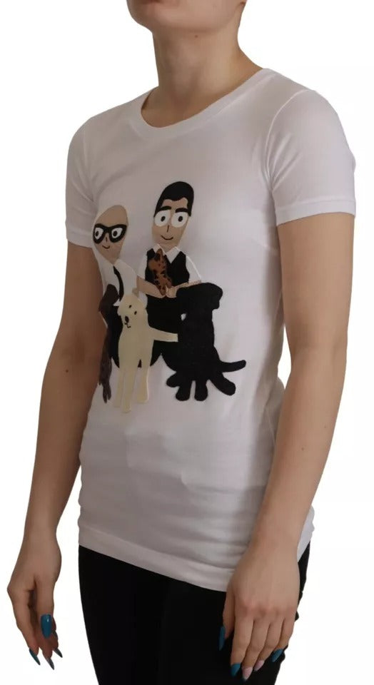 Dolce & Gabbana Weißes Baumwoll-T-Shirt mit #DGFamily-Patch