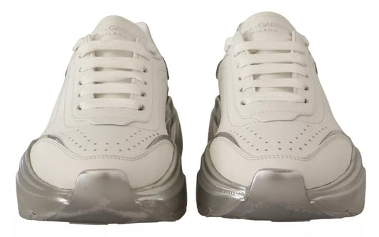 Dolce & Gabbana Daymaster Sneakers aus weißem und silbernem Leder