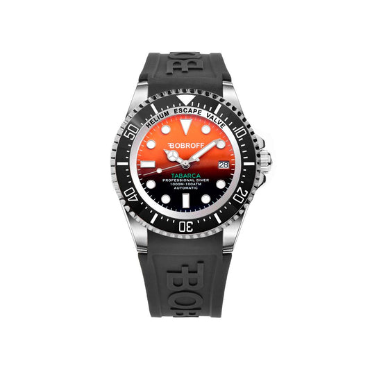 Bobroff-Armbanduhr aus schwarzem Kautschuk