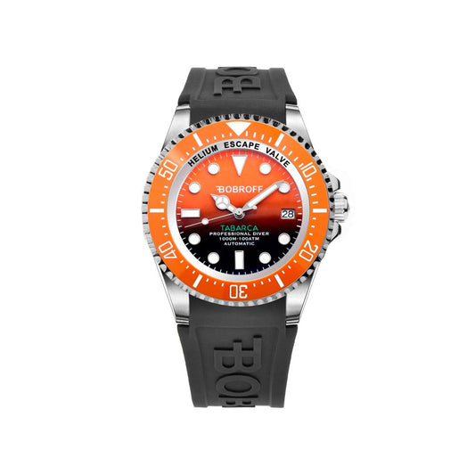 Bobroff-Armbanduhr aus schwarzem Kautschuk