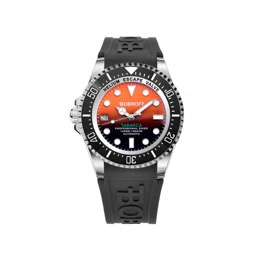 Bobroff-Armbanduhr aus schwarzem Kautschuk