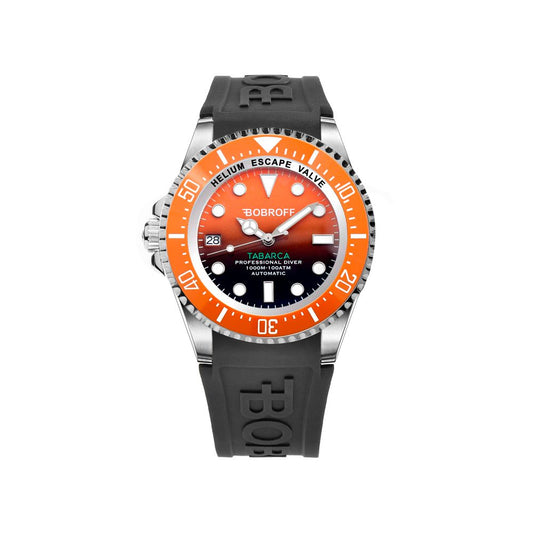 Bobroff-Armbanduhr aus schwarzem Kautschuk