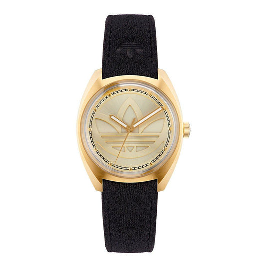 Adidas Uhr aus schwarzem Leder