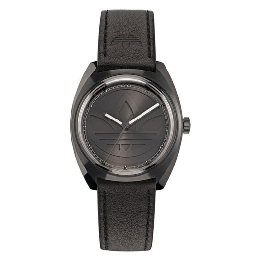 Adidas Uhr aus schwarzem Leder