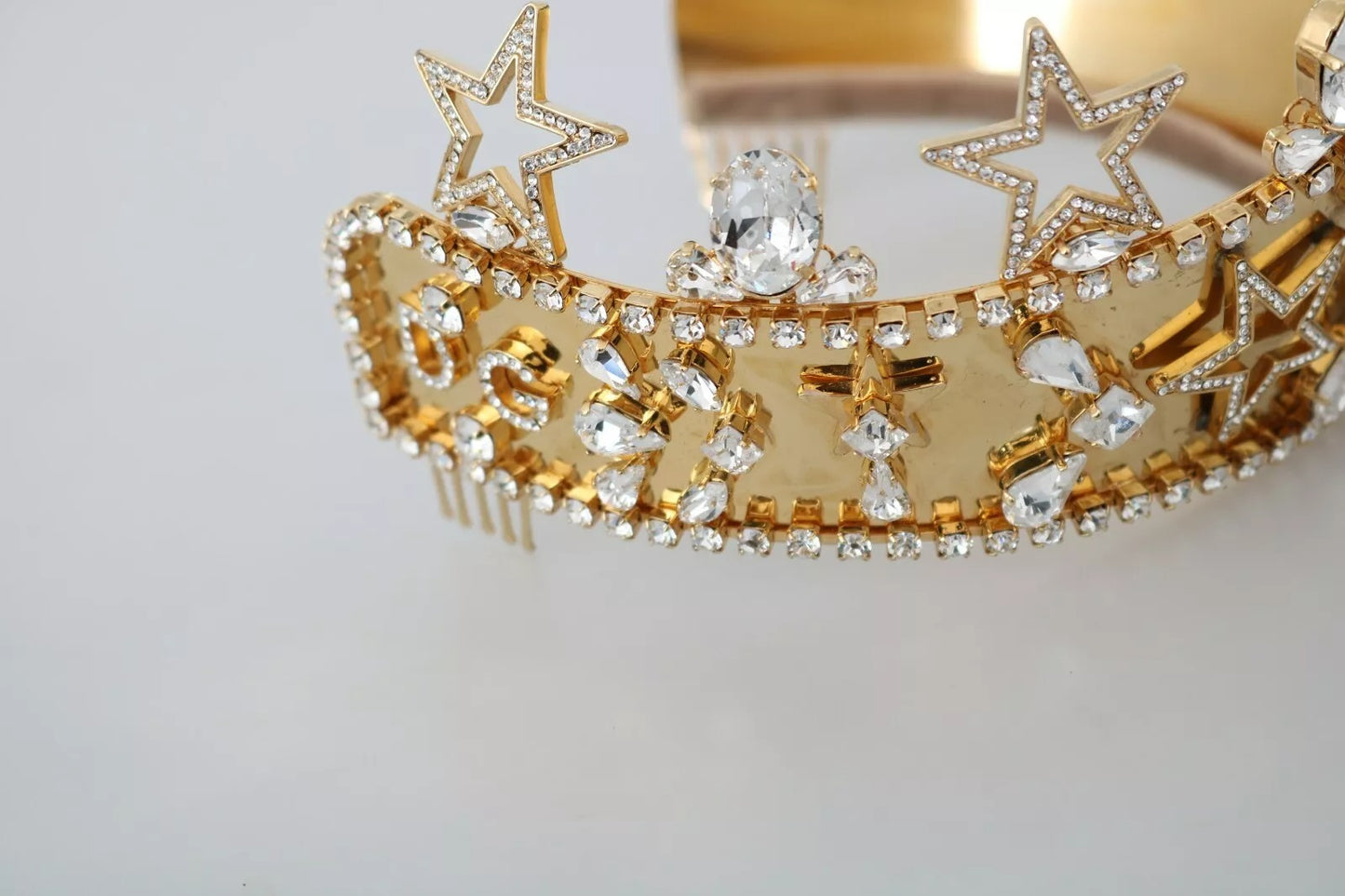 Dolce & Gabbana Gold Crystal Star STRASS Krone Logo Tiara Diadem