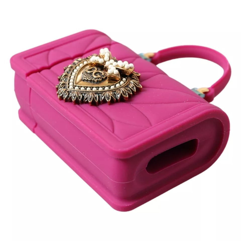 Dolce & Gabbana – Airpods-Hülle aus Silikon mit Devotion-Herzlogo in Rosa