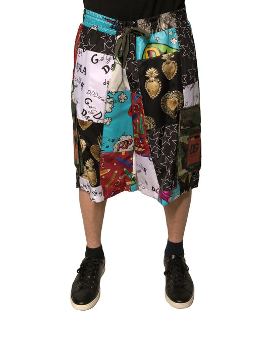 Dolce & Gabbana – Mehrfarbige Cargo-Bermudashorts im Patchwork-Stil