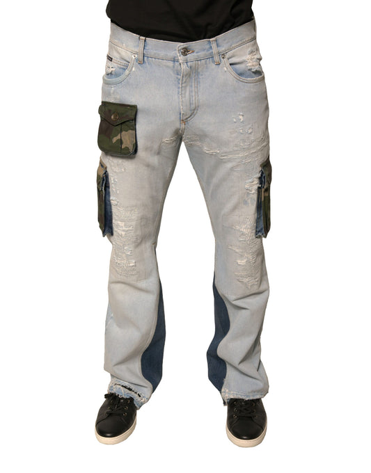 Dolce & Gabbana Hellblaue Cargo-Jeans aus Baumwolle mit geradem Schnitt