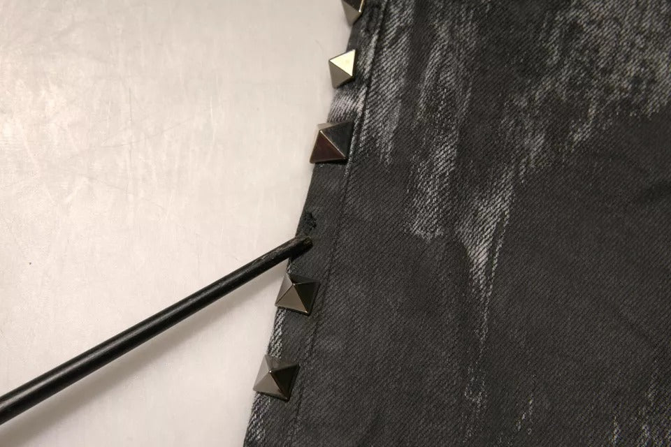 Dolce & Gabbana – Graue Skinny-Jeans aus Baumwolle mit Verzierung