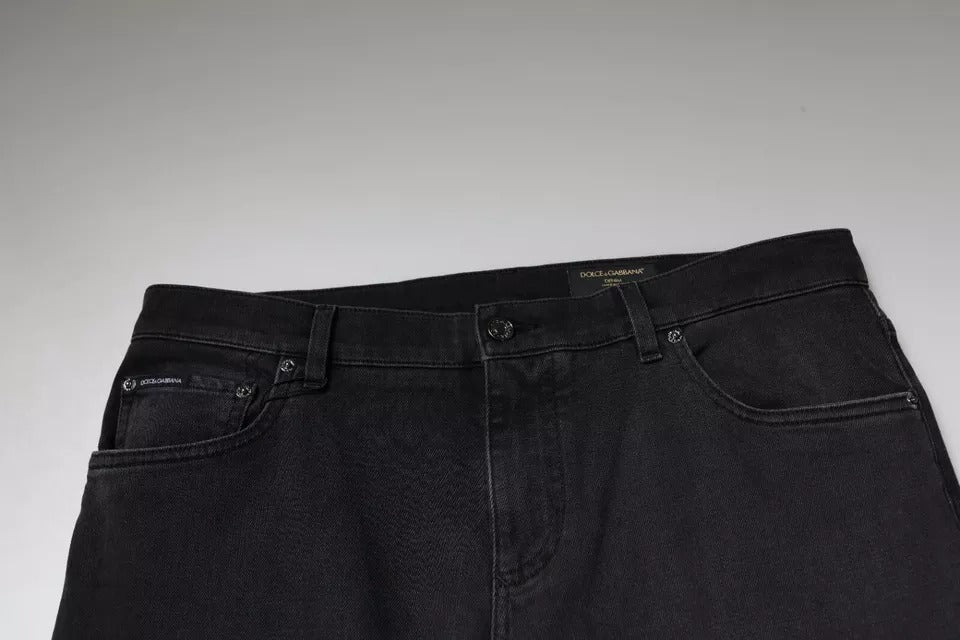 Dolce & Gabbana – Schwarze Skinny-Jeans aus Baumwollstretch mit Logo
