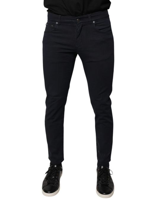 Dolce & Gabbana – Schwarze Skinny-Jeans aus Baumwollstretch mit Logo