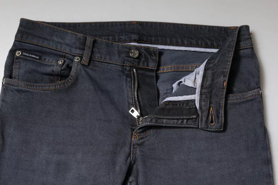 Dolce & Gabbana Dunkelgraue Skinny-Jeans aus Baumwolle