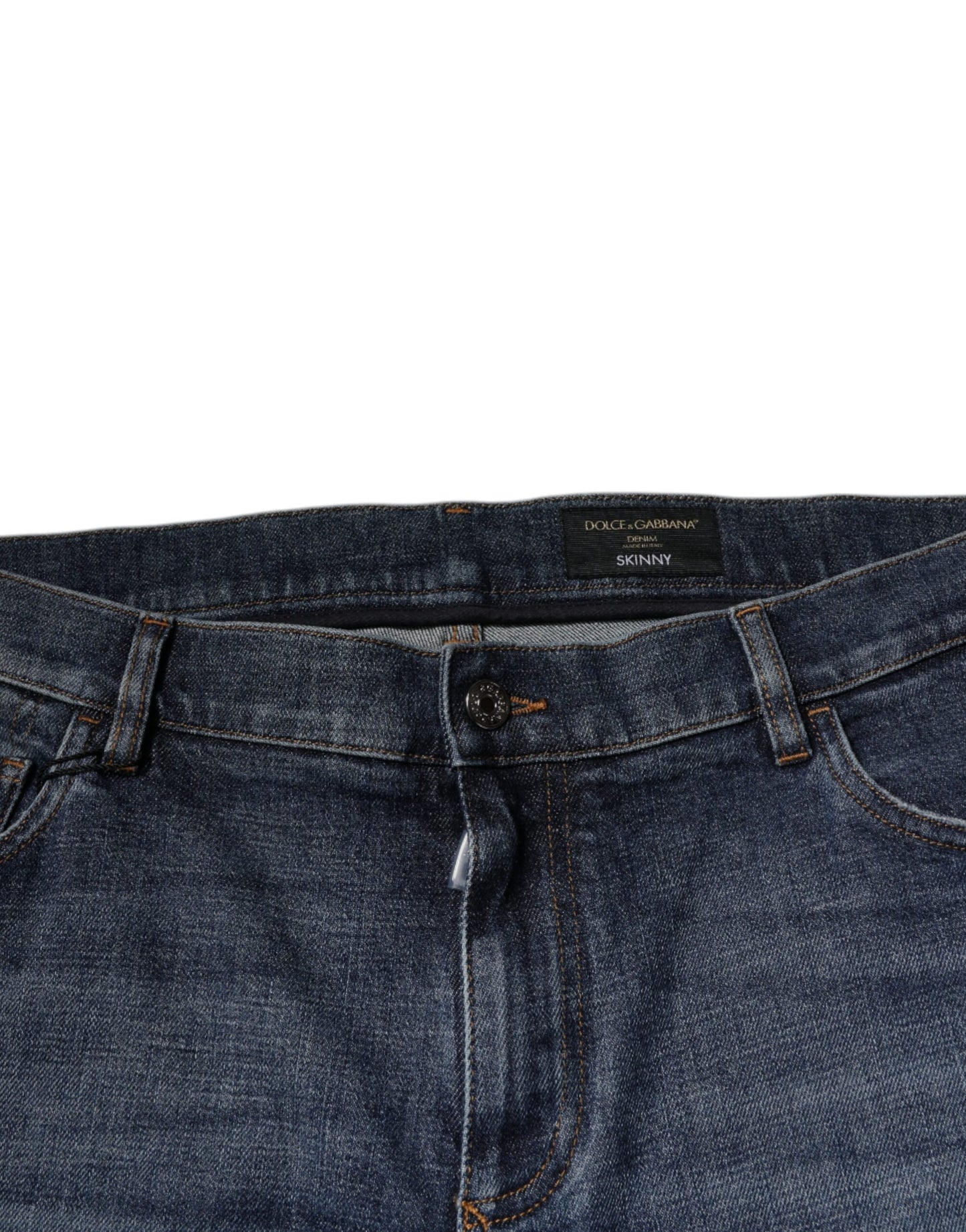 Dolce & Gabbana Dunkelblaue Skinny-Jeans aus Baumwoll-Logo