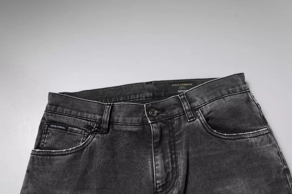 Dolce & Gabbana – Schwarze Skinny-Jeans aus Baumwollstretch mit Logo