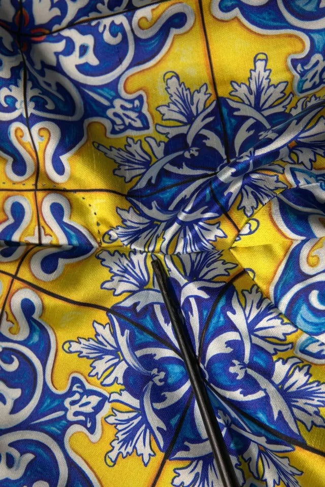 Dolce & Gabbana Mehrfarbige Skinny-Hose aus Majolika-Seide