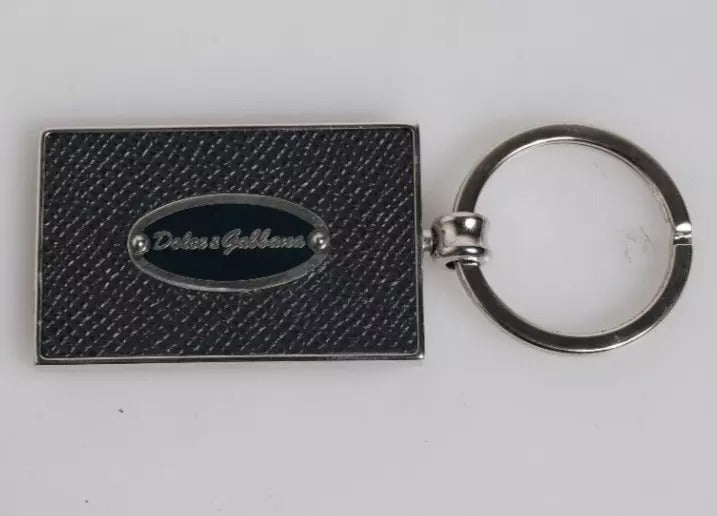 Dolce & Gabbana Schlüsselanhänger mit Metallring und Logo aus schwarzem Leder