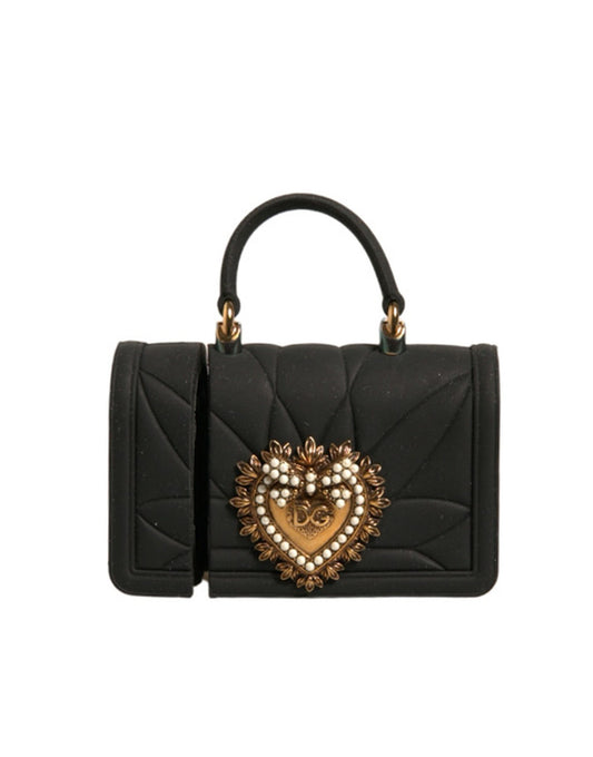 Dolce & Gabbana – Schwarze Silikonhülle „Devotion Heart“ für Handtasche und Airpods