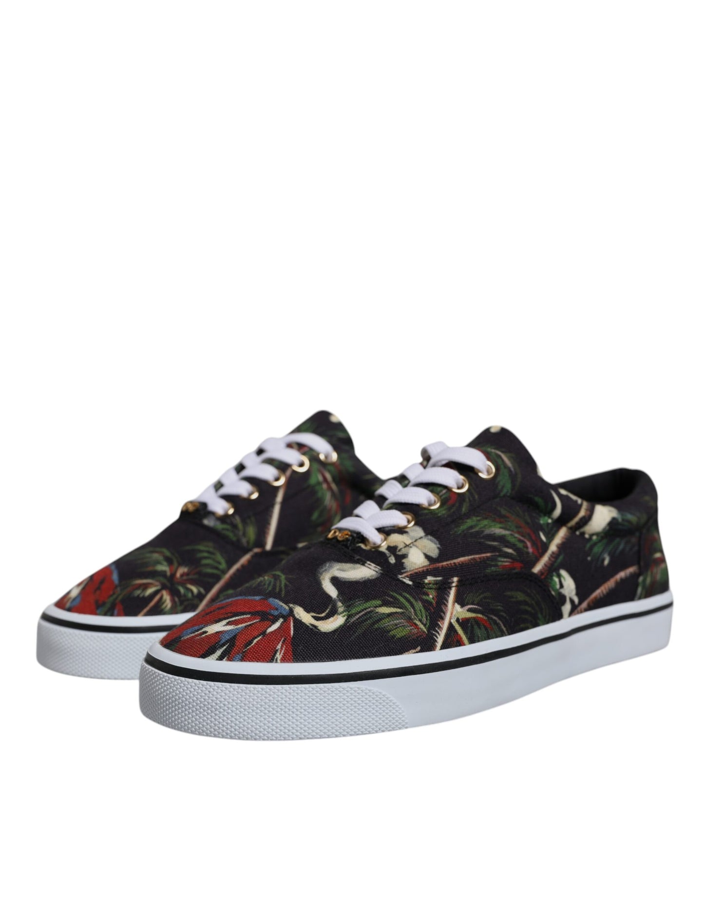 Dolce & Gabbana – Schwarze Sneakers mit tropischem Print