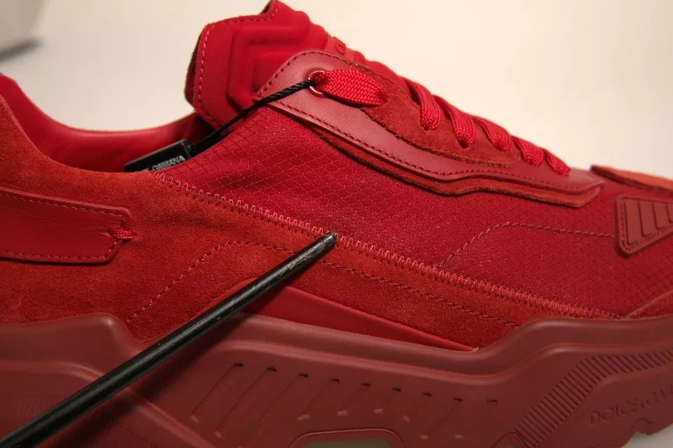 Dolce & Gabbana Rote Daymaster Low Top Sneakers aus Leder