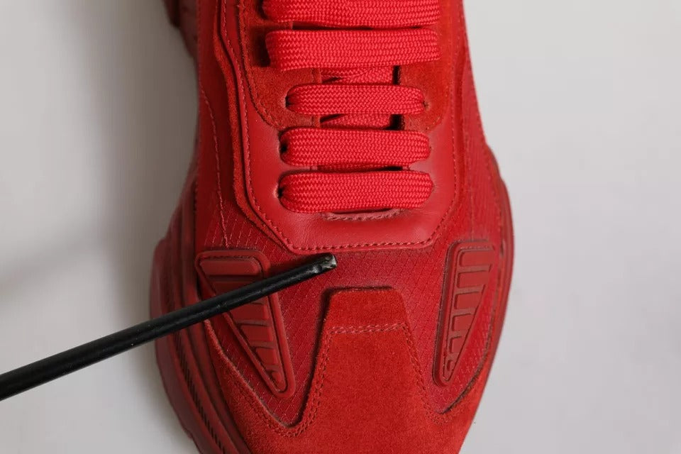 Dolce & Gabbana Rote Daymaster Low Top Sneakers aus Leder