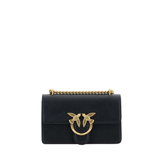 PINKO Black Calf Leather Bos Taurus Shoulder Bag