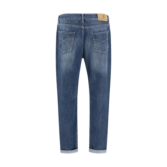 Brunello Cucinelli Blaue Baumwoll-Jeans mit geradem Bein