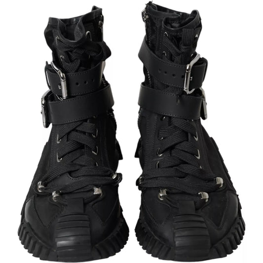 Dolce & Gabbana – Schwarze Nylon-NS1-High-Top-Sneakers