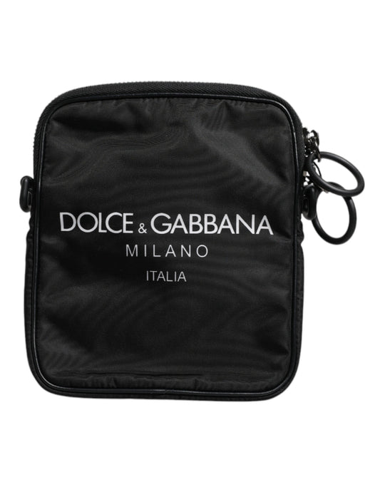Dolce & Gabbana – Schwarze Umhängetasche aus Neopren mit Logo-Print