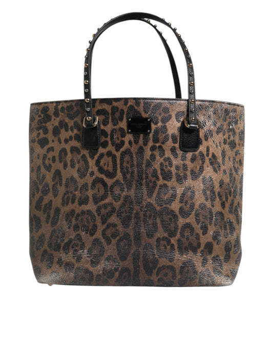 Dolce & Gabbana – Schultertasche aus Kalbsleder mit Leopardenmuster in Braun und Schwarz