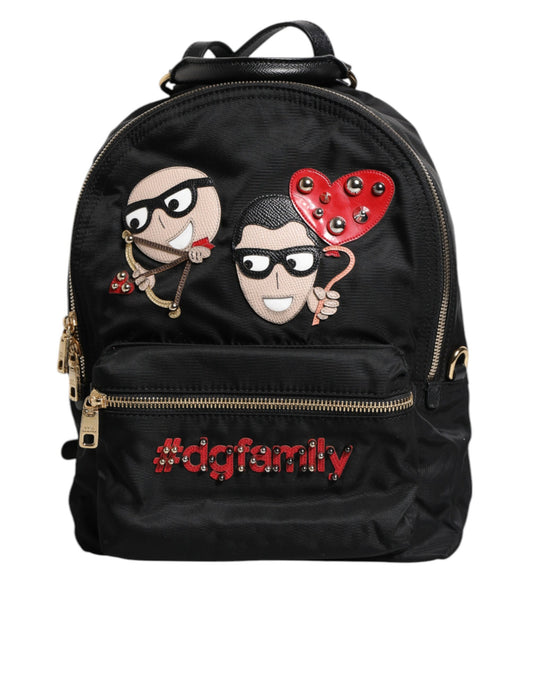 Dolce & Gabbana – Rucksacktasche „VULCANO“ aus schwarzem Nylon mit Verzierung #DGFAMILY
