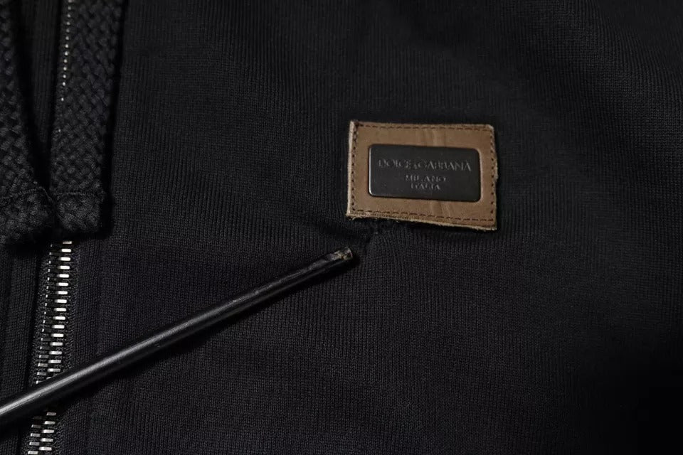 Dolce & Gabbana – Schwarzes Sweatshirt mit durchgehendem Reißverschluss und Logo