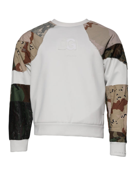 Dolce & Gabbana Mehrfarbiger Patchwork-Pullover aus Baumwolle mit Rundhalsausschnitt