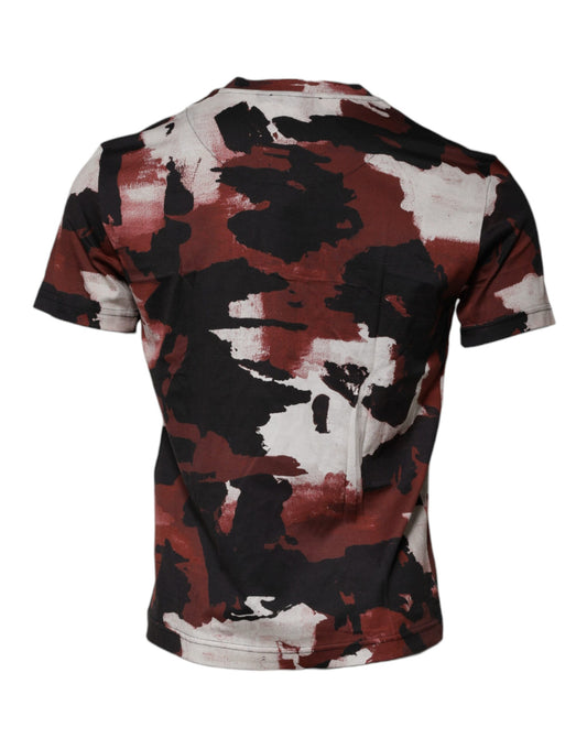 Dolce & Gabbana Mehrfarbiges Camouflage-T-Shirt mit Rundhalsausschnitt