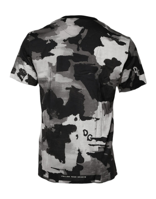 Dolce & Gabbana Mehrfarbiges Camouflage-T-Shirt mit Rundhalsausschnitt