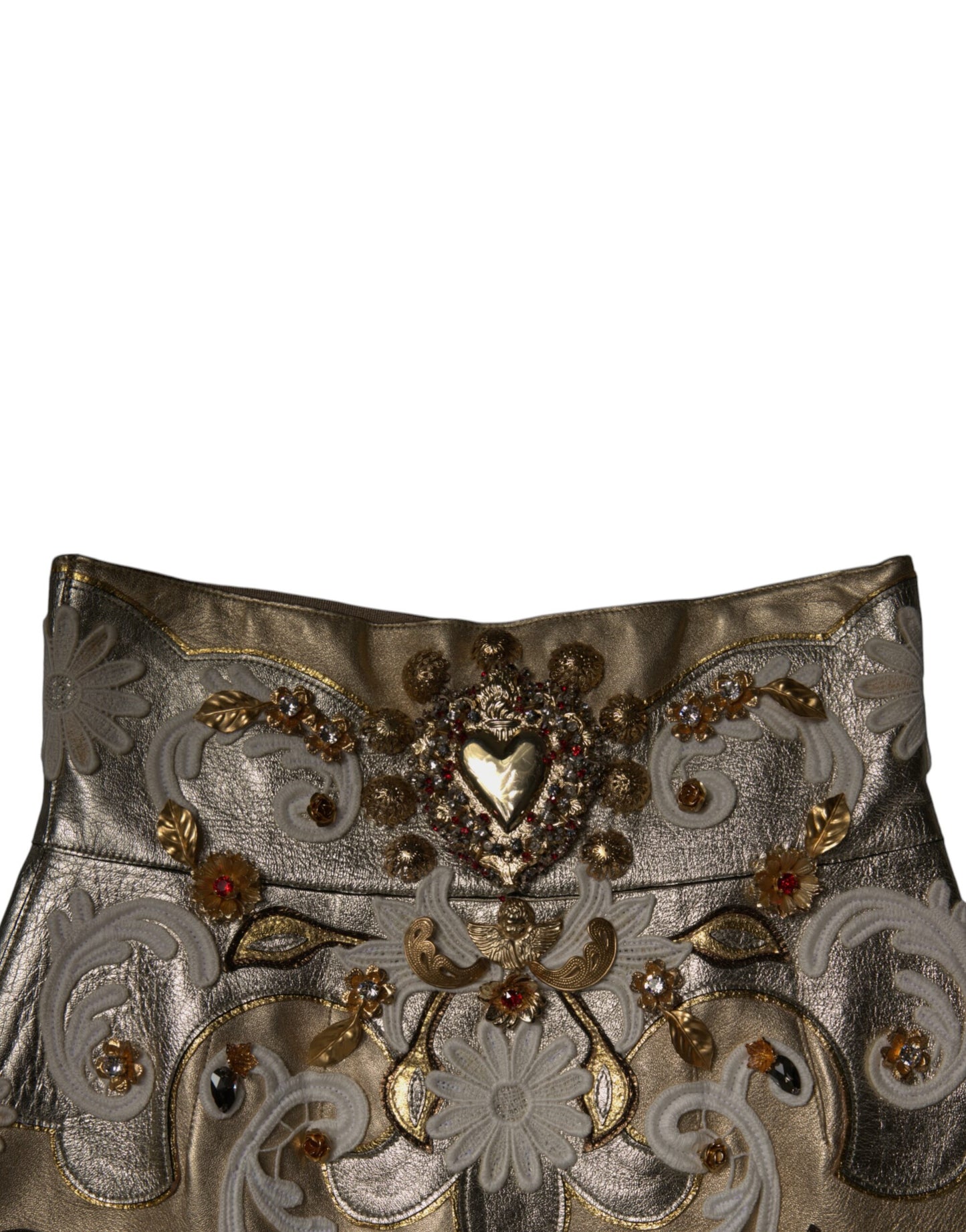 Dolce & Gabbana – Minirock in A-Linie mit goldenem Jacquard-Verzierung