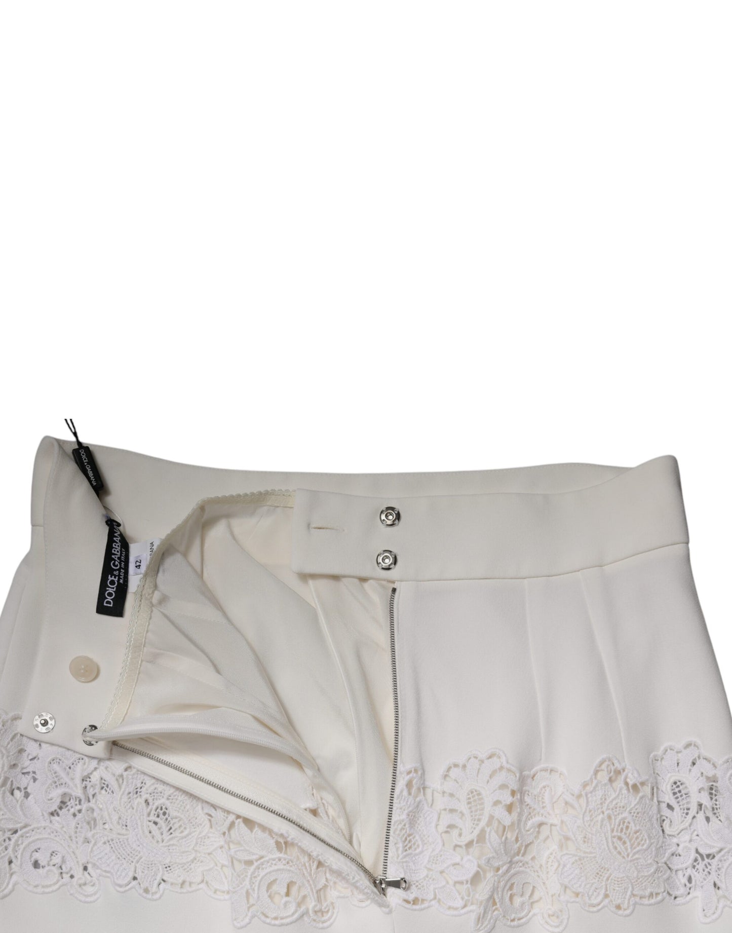Dolce & Gabbana – Weißer Bleistiftrock mit Blumenspitze und hoher Taille