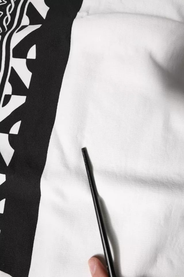 Dolce & Gabbana Weiß Schwarz bedrucktes Baumwoll-Sweatshirt