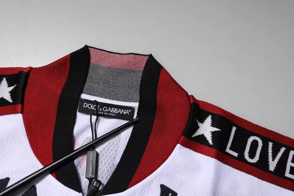 Dolce & Gabbana – Mehrfarbiges T-Shirt mit Reißverschlusskragen und King-Panda-Print