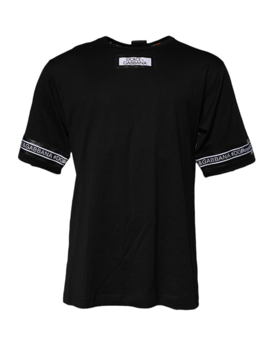 Dolce & Gabbana – Schwarzes #DGMILLENNIALS-T-Shirt aus Baumwolle mit Rundhalsausschnitt