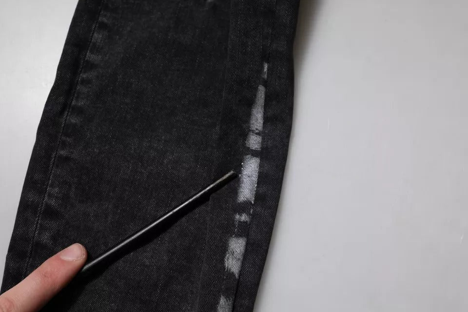 Dolce & Gabbana Schwarze Skinny-Jeans aus zerfetzter Baumwolle für Herren