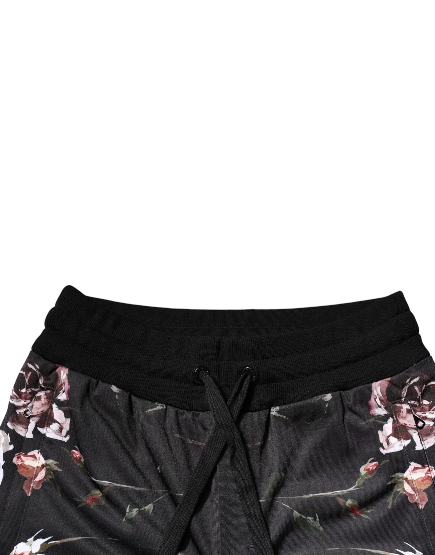 Dolce & Gabbana – Schwarze Jogginghose aus Polyester mit Blumenmuster
