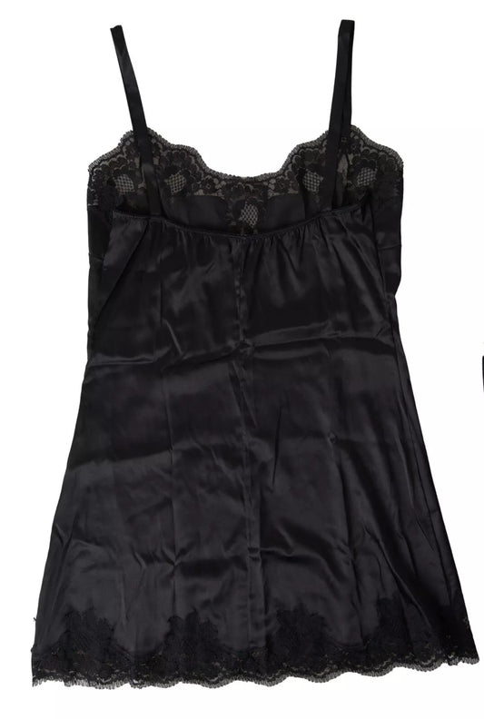 Dolce & Gabbana Nachtwäsche aus schwarzer Spitze und Seide, Camisole-Oberteil