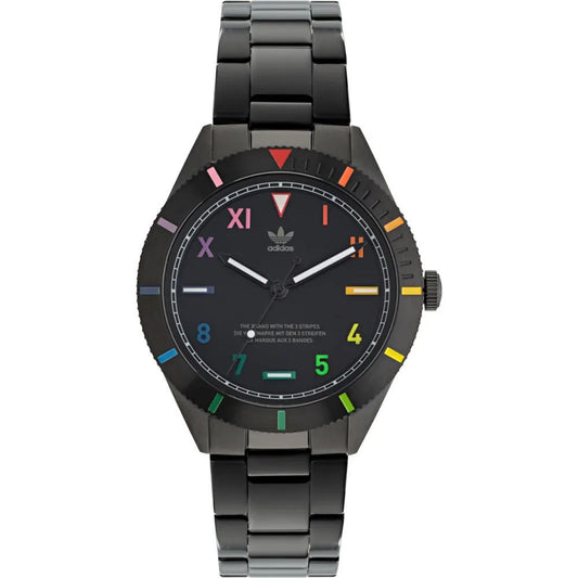 Adidas Schwarze Edelstahl-Armbanduhr