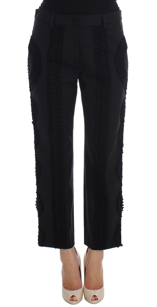 Dolce & Gabbana – Schwarze Caprihose aus Baumwollstretch „Torero“