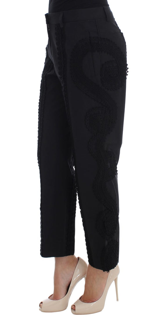 Dolce & Gabbana – Schwarze Caprihose aus Baumwollstretch „Torero“