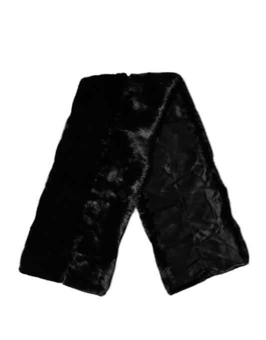Dolce & Gabbana Schwarzer Pelzschal Halswickel-Kragenschal