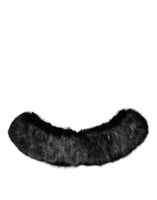 Dolce & Gabbana Schwarzer Pelzschal Halswickel-Kragenschal