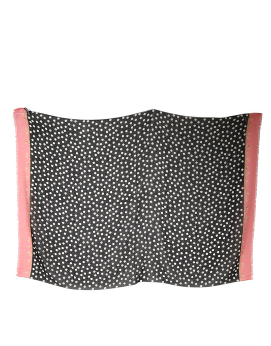 Dolce & Gabbana – Wickelschal mit Fransen und schwarzen Punkten in Weiß